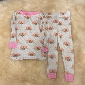 Turkey Kids Bamboo Pajama Set - Pink and white